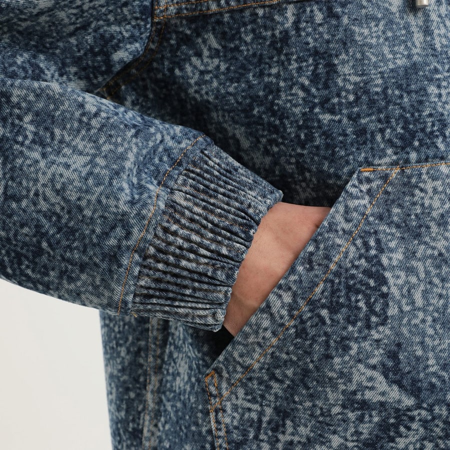 1989 STUDIO Felpa con zip in denim marmorizzato, view 7