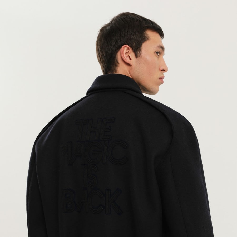 1989 STUDIO Magic bomber in lana blu, view 3
