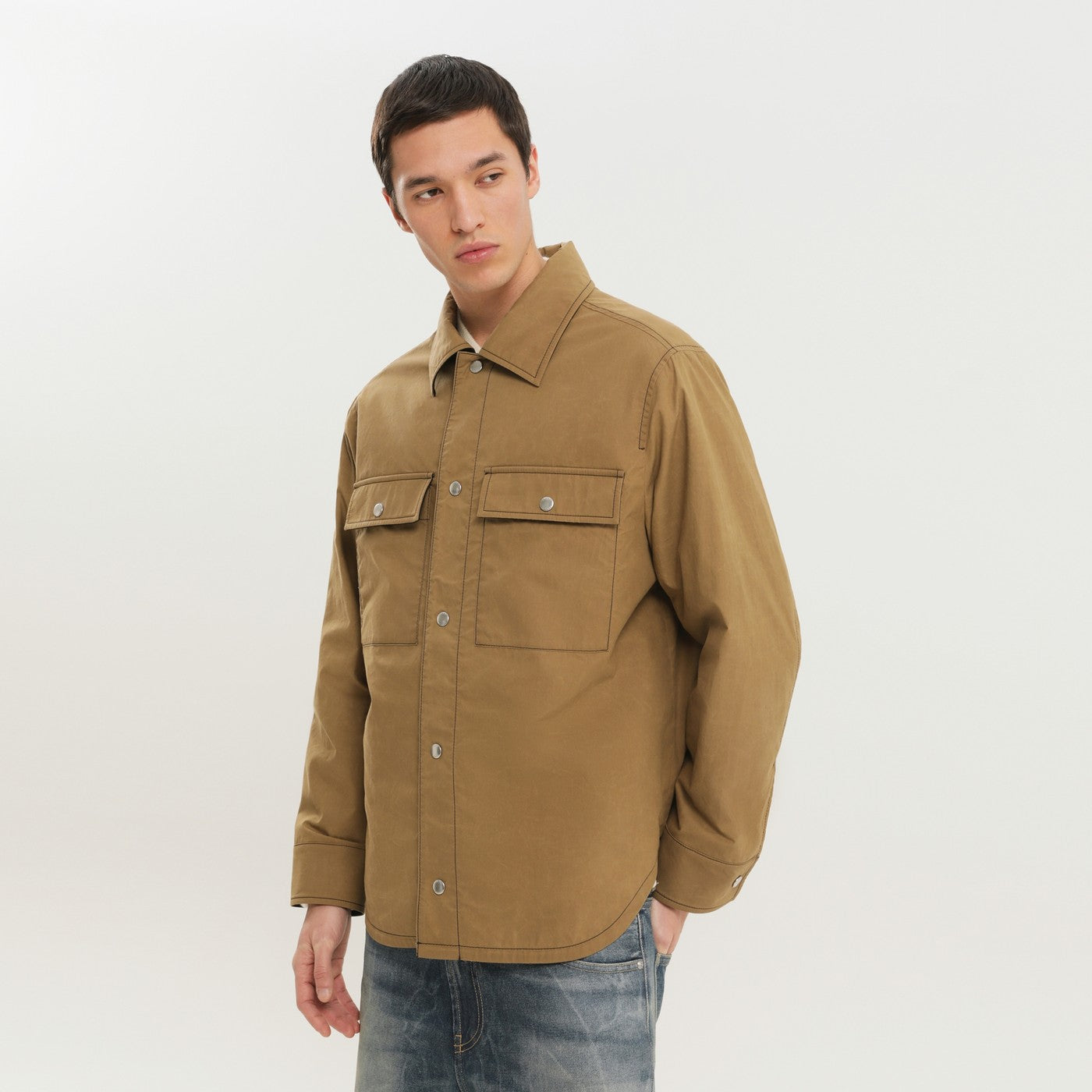 1989 STUDIO Shirt-jacket color kaki con tasche