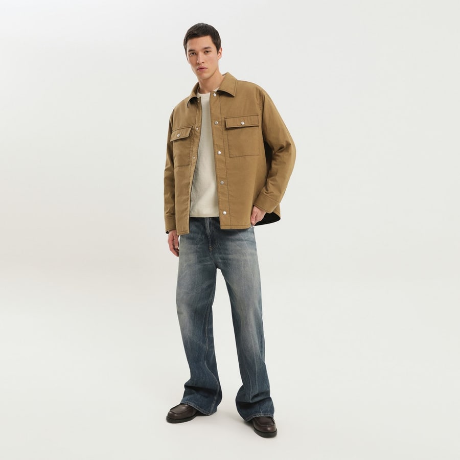 1989 STUDIO Shirt-jacket color kaki con tasche, view 2