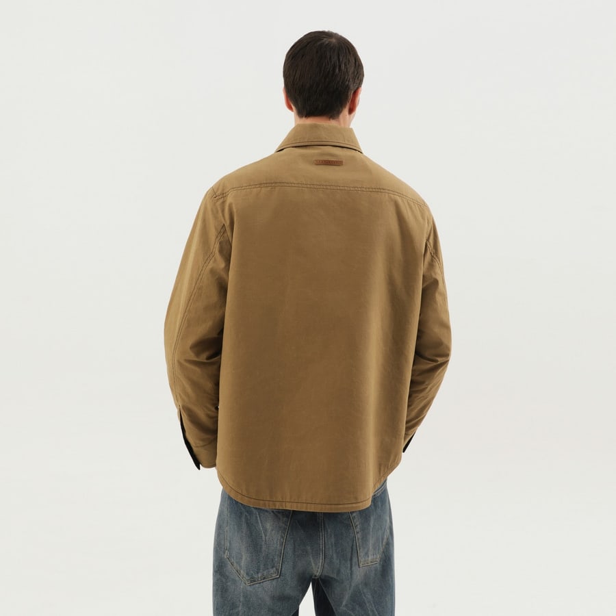 1989 STUDIO Shirt-jacket color kaki con tasche, view 4