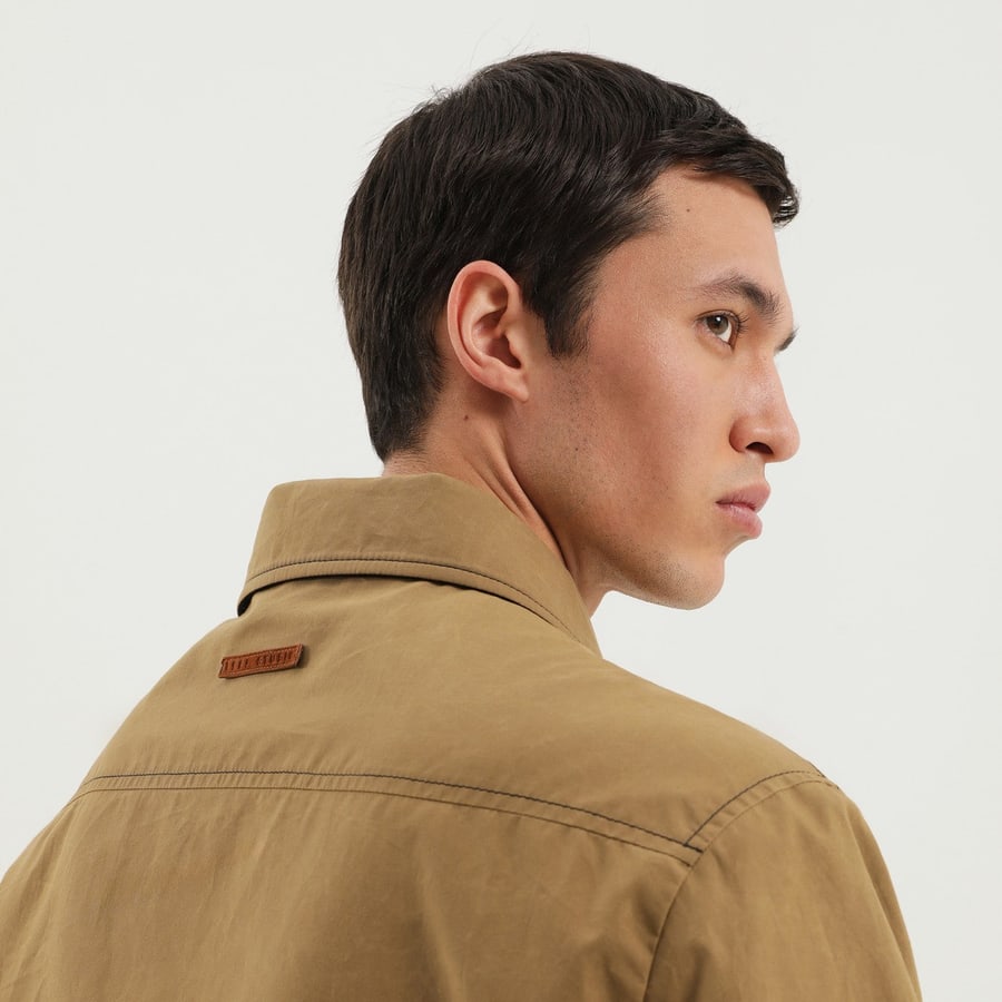 1989 STUDIO Shirt-jacket color kaki con tasche, view 5
