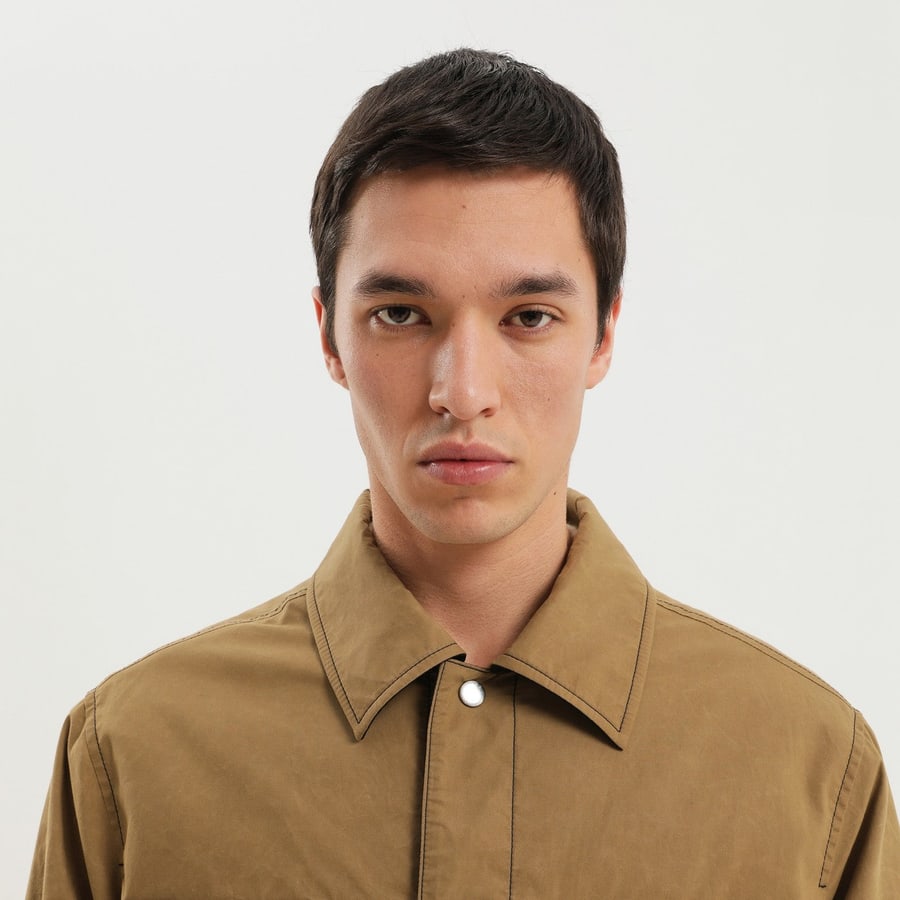 1989 STUDIO Shirt-jacket color kaki con tasche, view 6