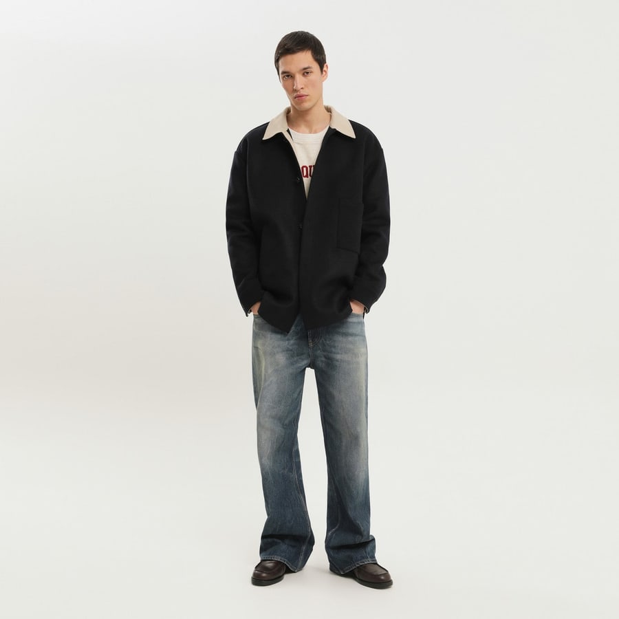 1989 STUDIO Shirt-jacket in lana blu, view 2