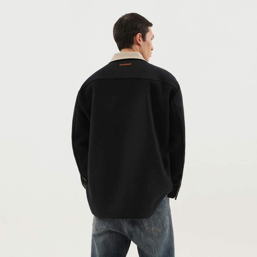 1989 STUDIO Shirt-jacket in lana blu, view 3