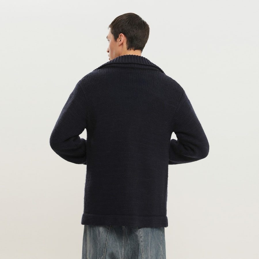 1989 STUDIO Cardigan in lana blu, view 3