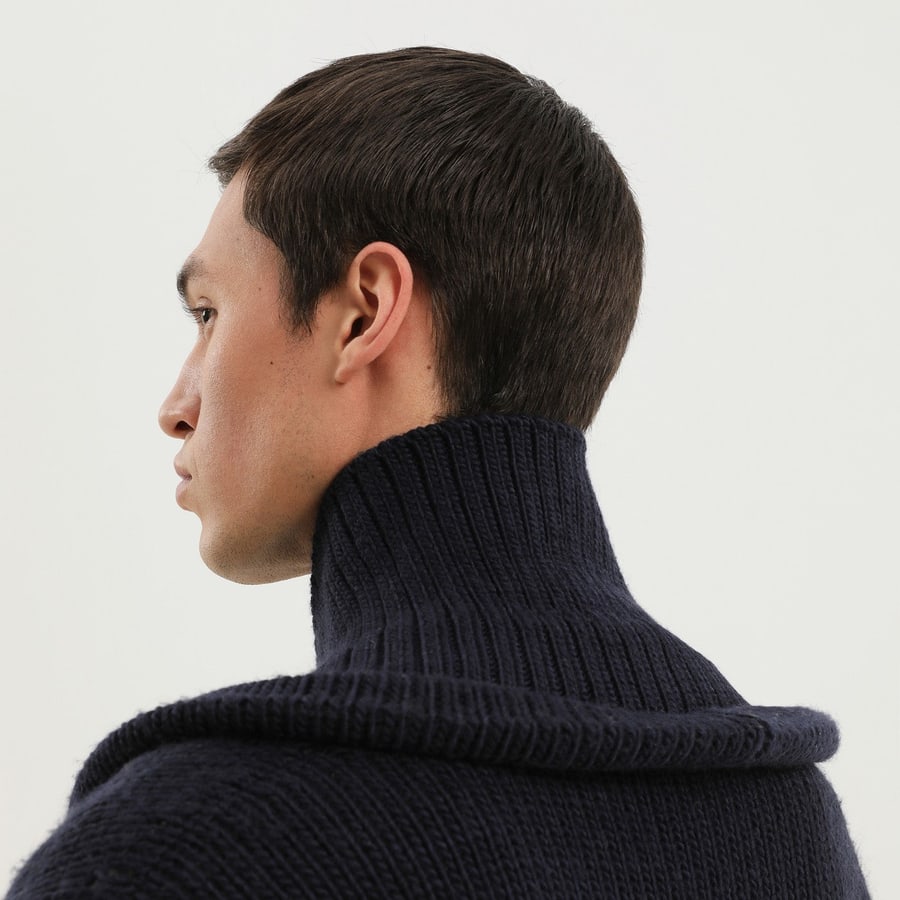 1989 STUDIO Cardigan in lana blu, view 6