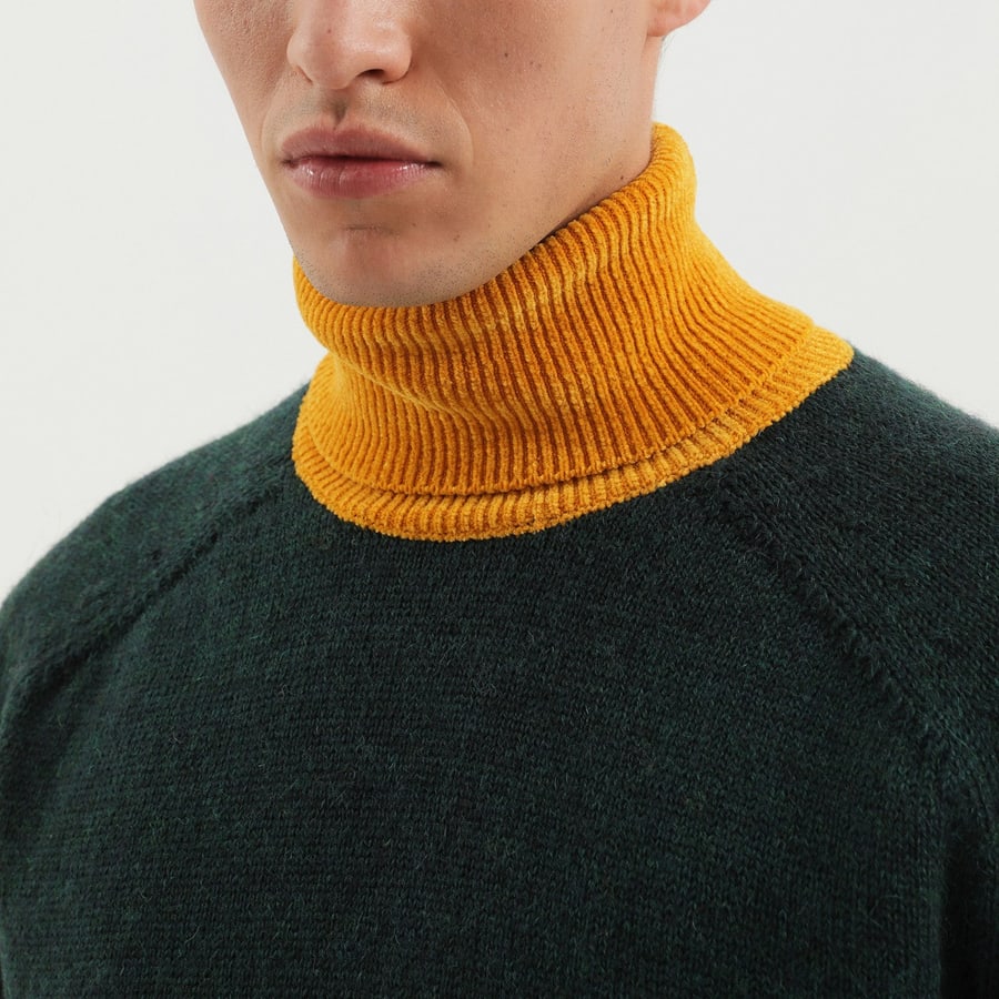1989 STUDIO Maglione a collo alto verde e giallo, view 5