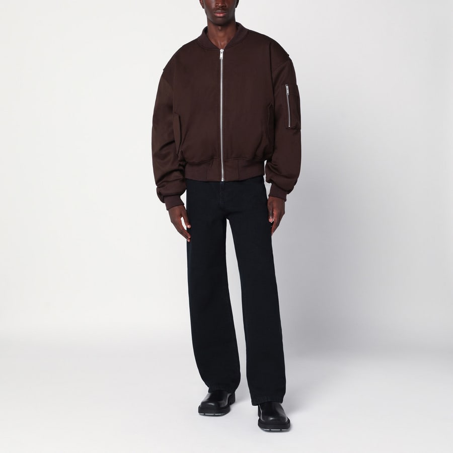 Entire Studios Bomber con zip marrone scuro in lana, view 2