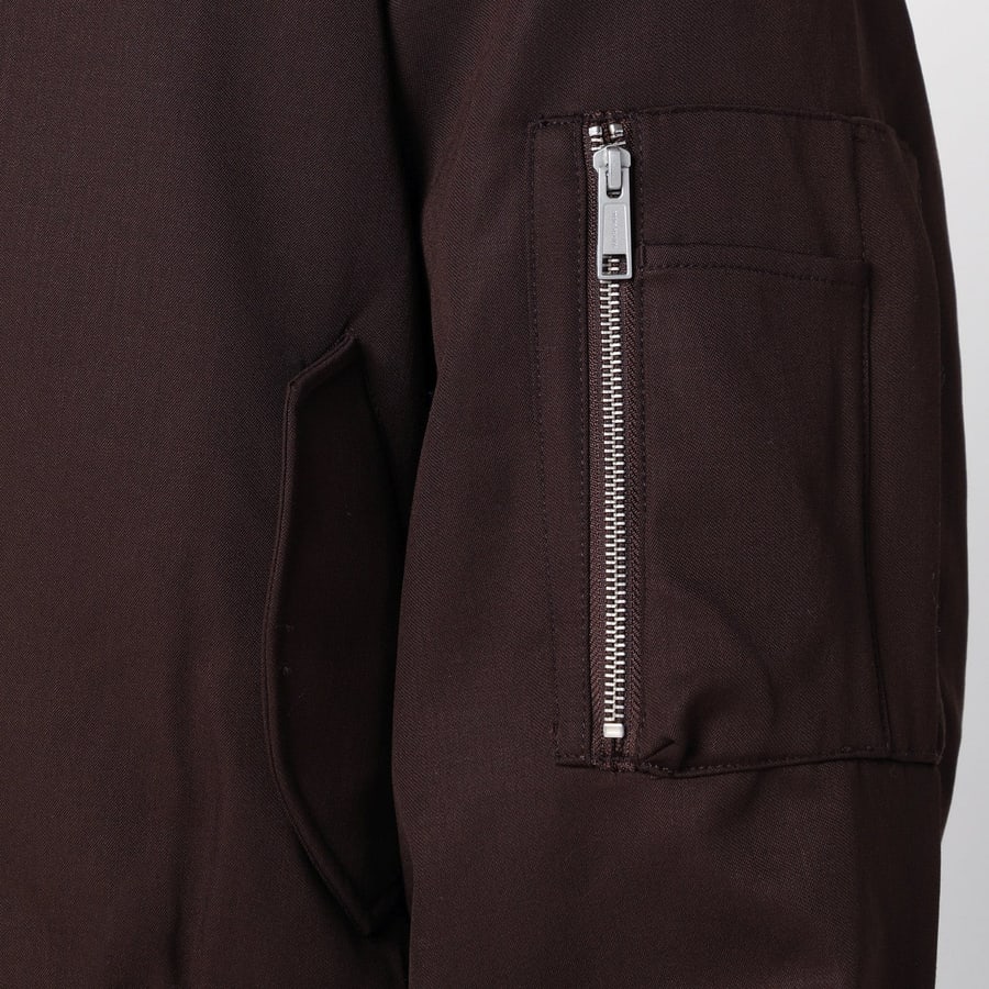 Entire Studios Bomber con zip marrone scuro in lana, view 4