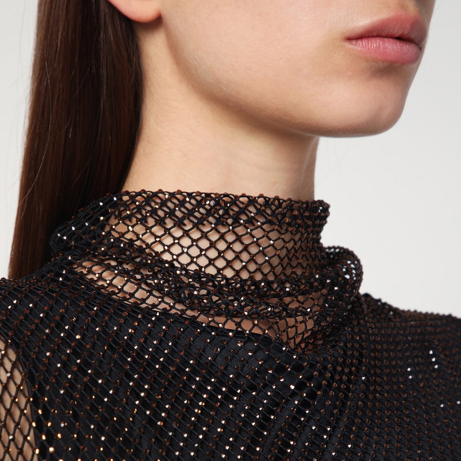 Sportmax Mini abito nero in rete, view 4