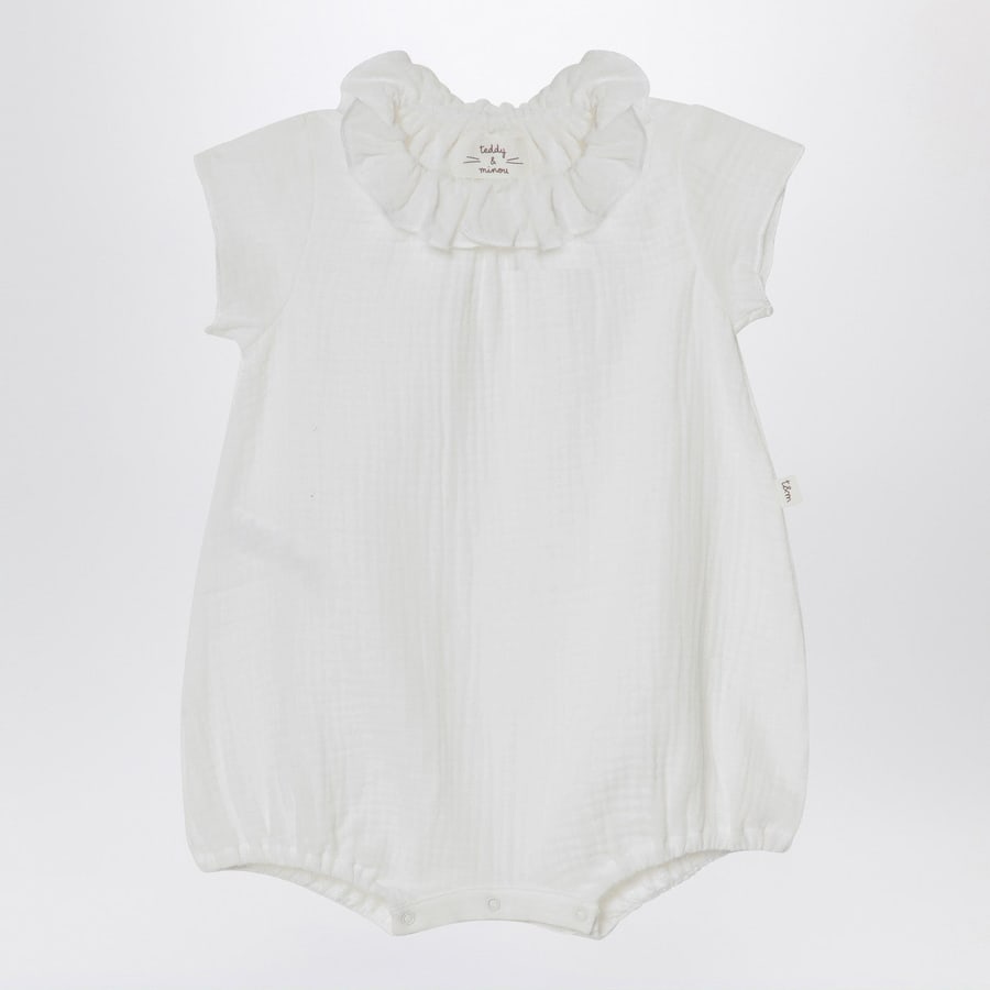 TEDDY & MINOU Pagliaccetto bianco in cotone