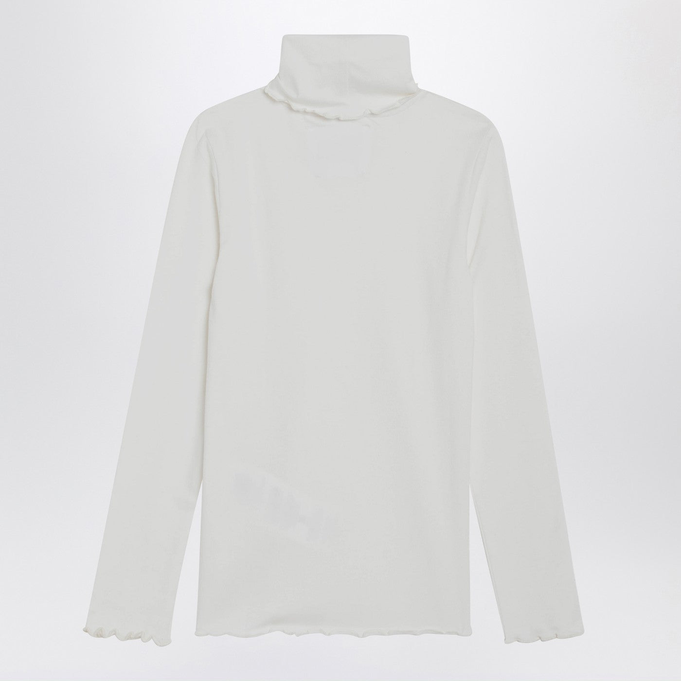 DOUUOD Maglia dolcevita avorio in misto cotone, view 2