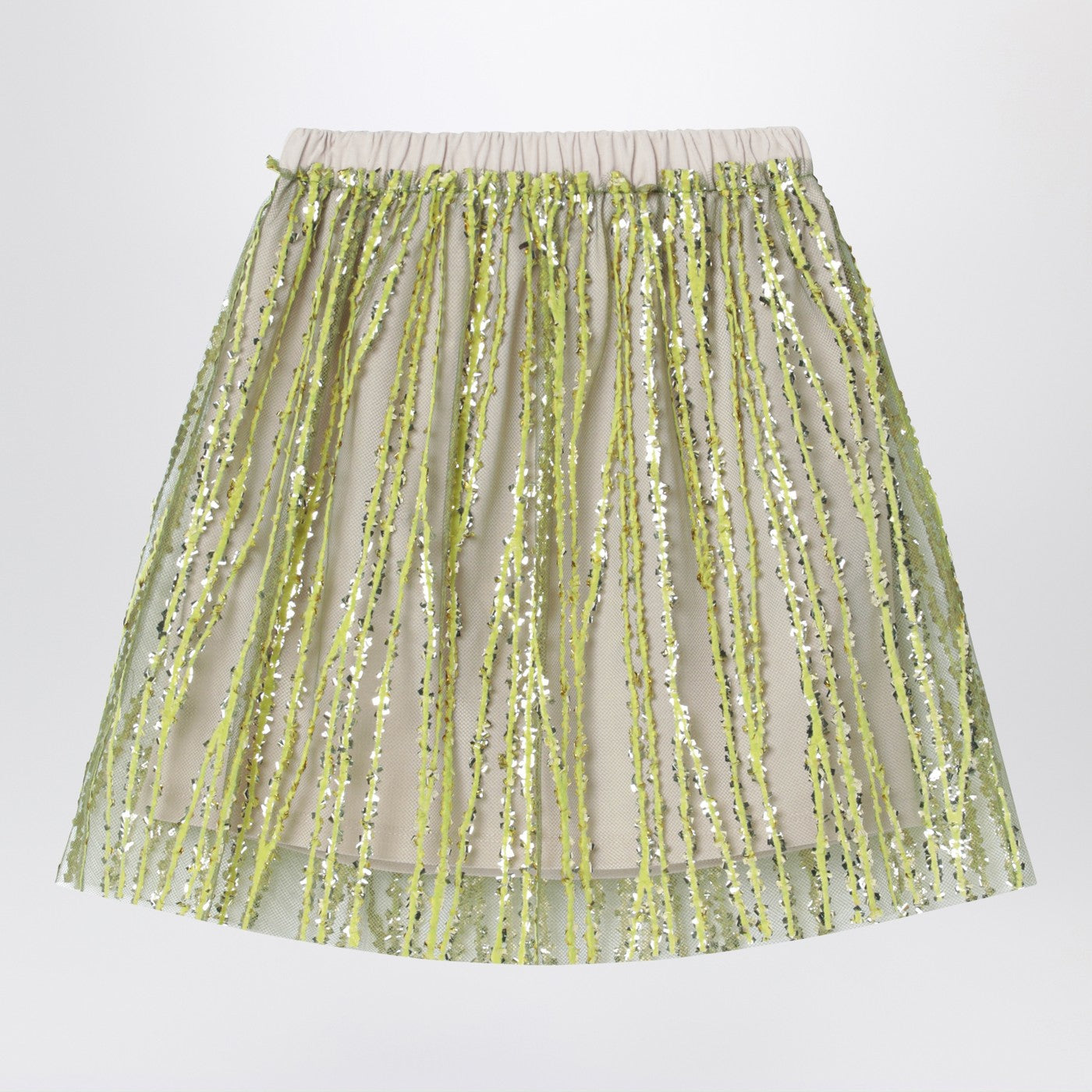 DOUUOD Gonna in tulle con ricami color lime