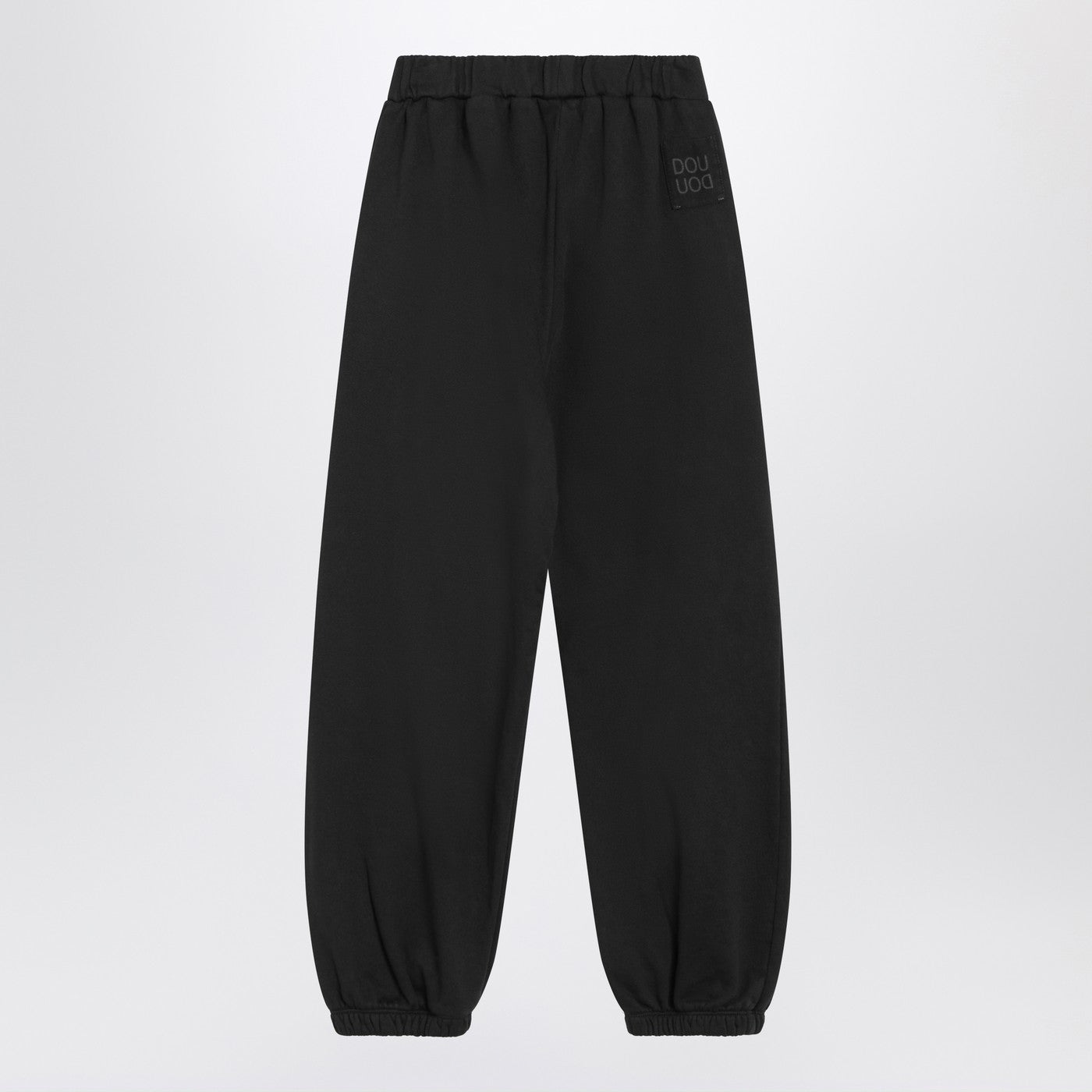 DOUUOD Pantalone jogging nero in cotone, view 2