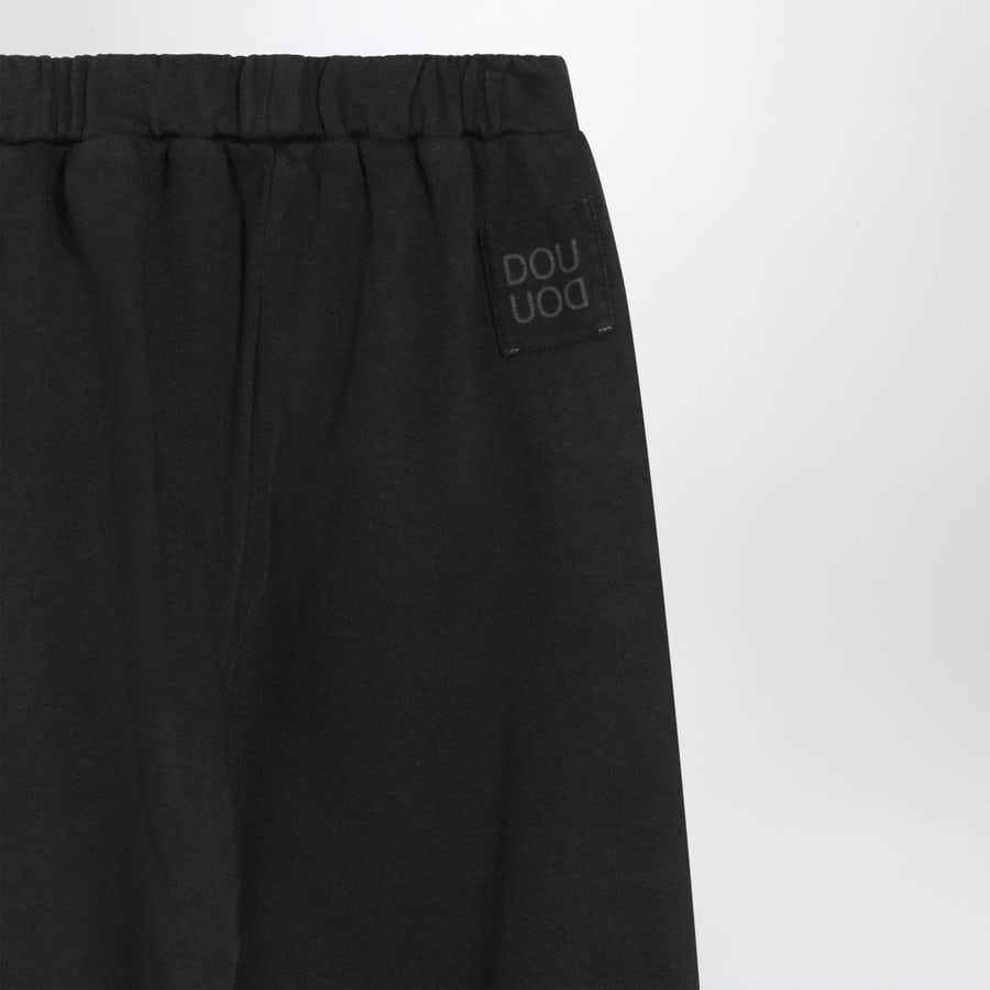 DOUUOD Pantalone jogging nero in cotone, view 3