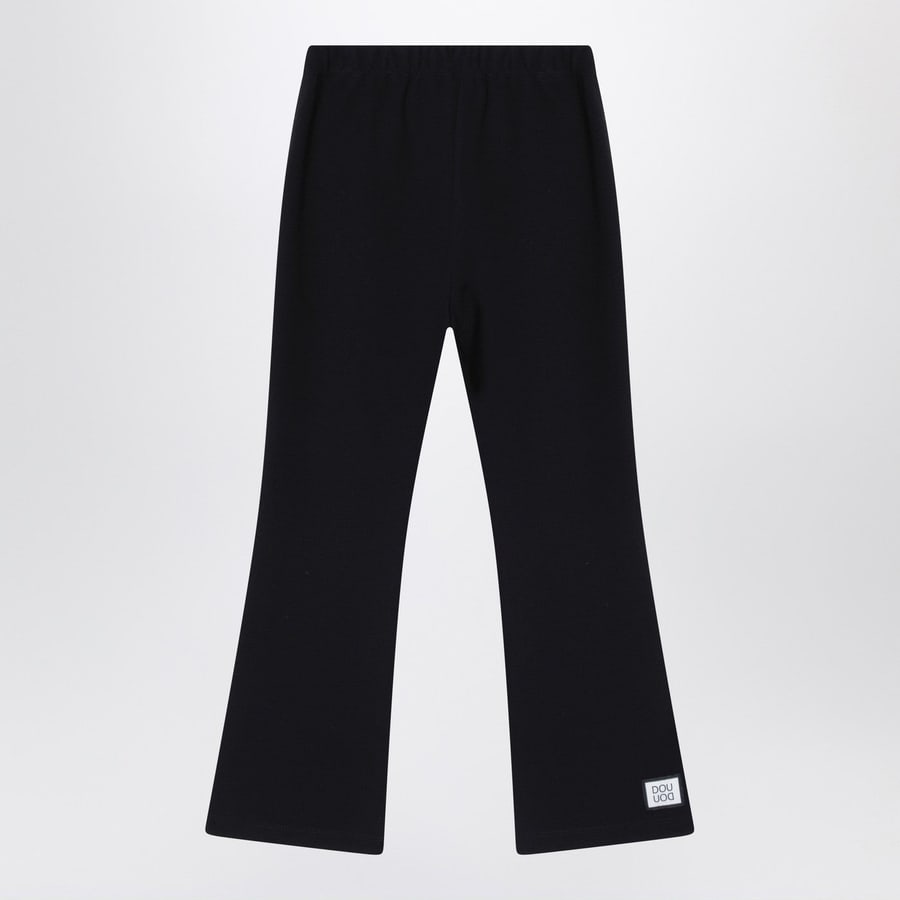 DOUUOD Pantalone nero con patch logo, view 2