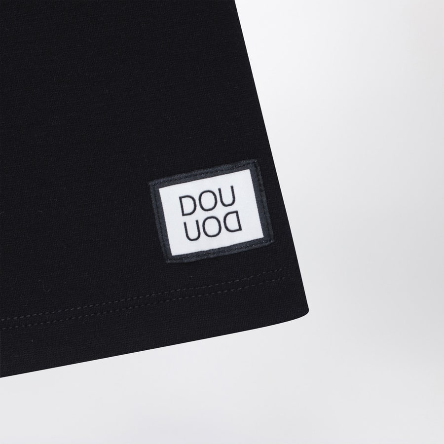 DOUUOD Pantalone nero con patch logo, view 3
