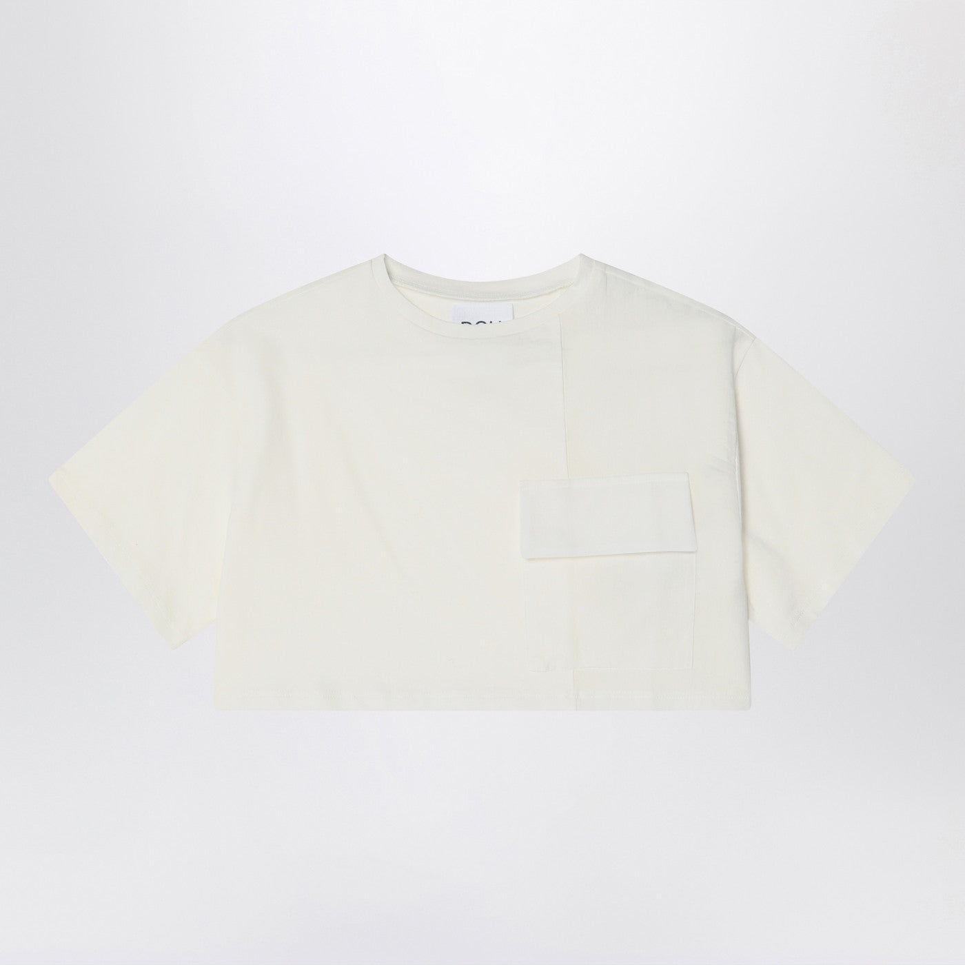 DOUUOD T-shirt cropped avorio in cotone