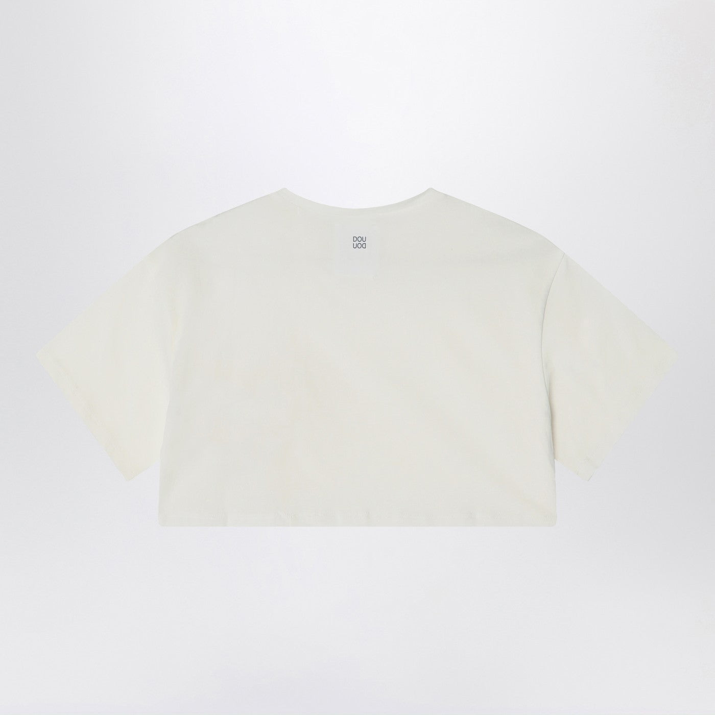 DOUUOD T-shirt cropped avorio in cotone, view 2