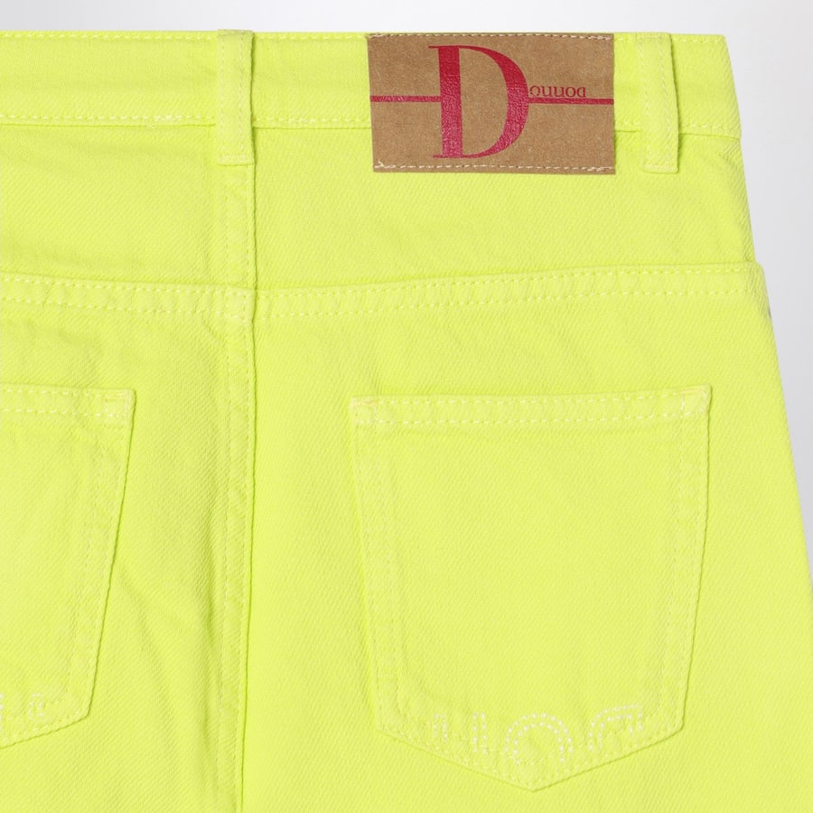 DOUUOD Pantalone giallo lime in cotone, view 3