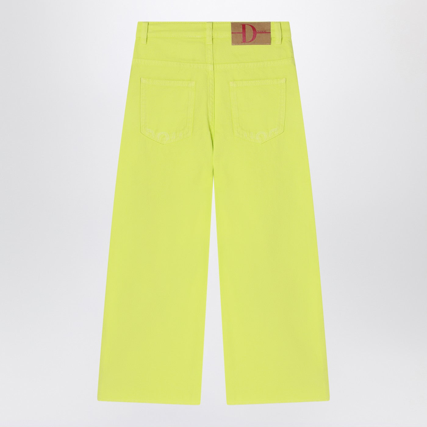 DOUUOD Pantalone giallo lime in cotone, view 2