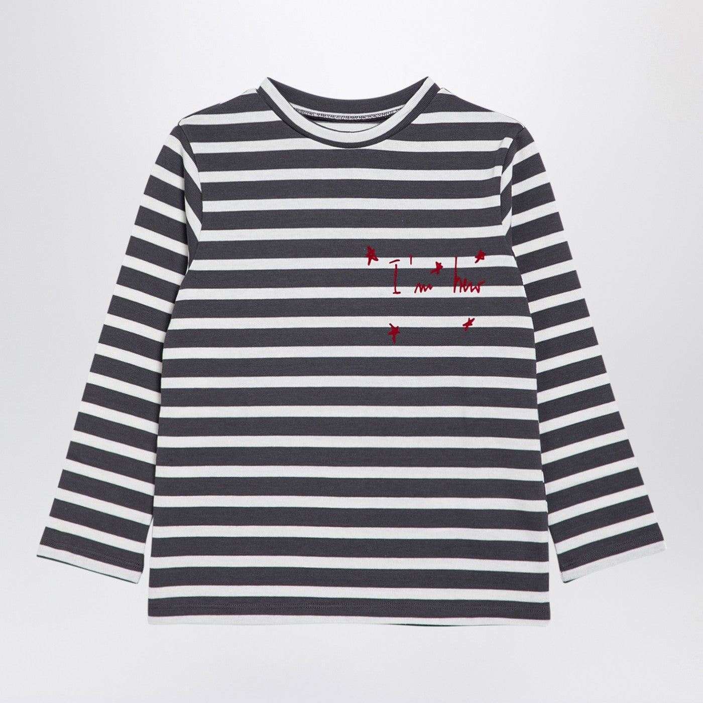DOUUOD Maglia a righe grigia/bianca in cotone