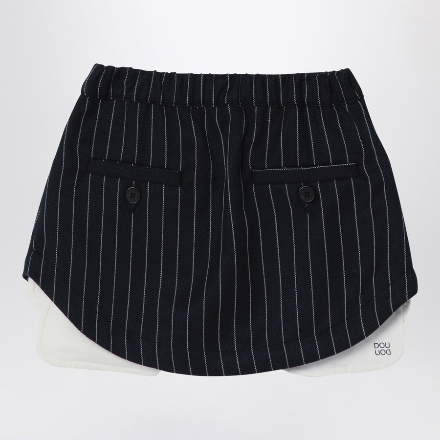 DOUUOD Gonna Grace blu navy gessata, view 2