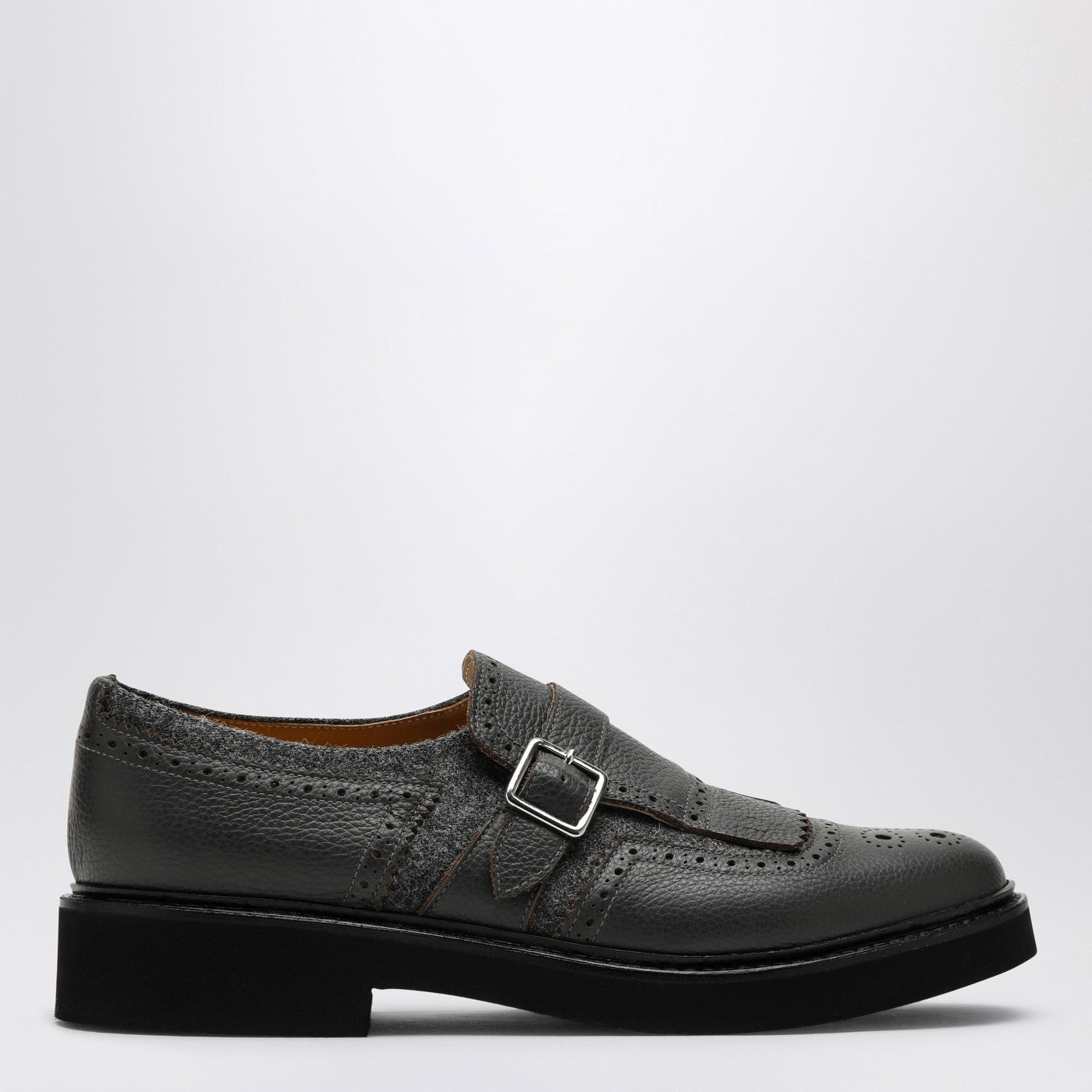 DOUCAL'S Scarpa con fibbia e frange in pelle grigia