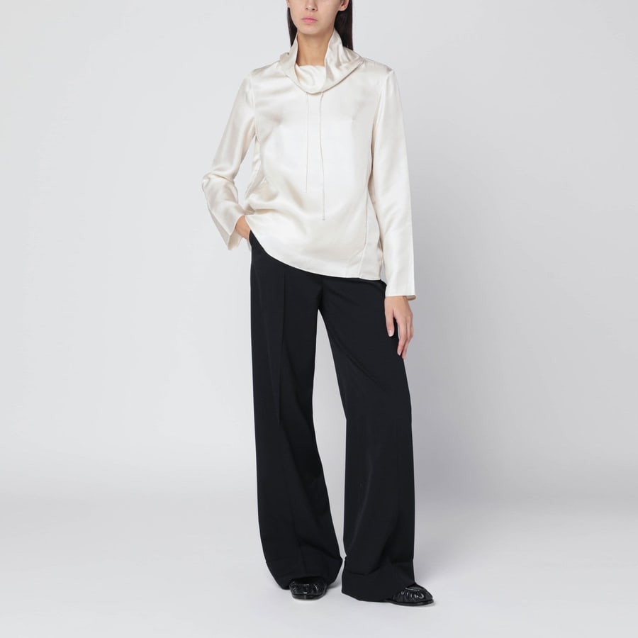 LOULOU DE SAISON Blusa Cyna avorio in seta, view 2