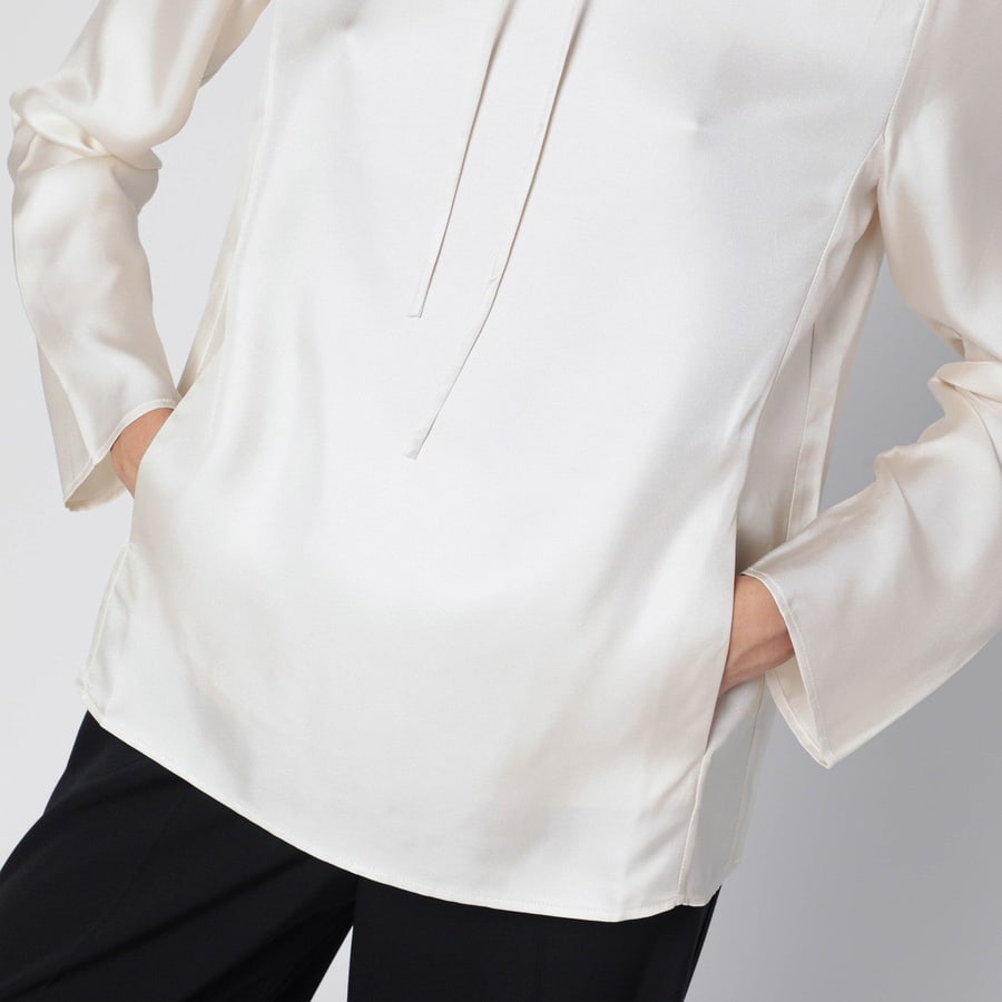 LOULOU DE SAISON Blusa Cyna avorio in seta, view 4