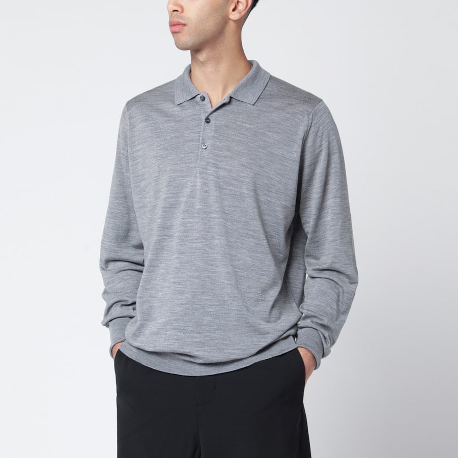 JOHN SMEDLEY Polo grigia chiara in lana