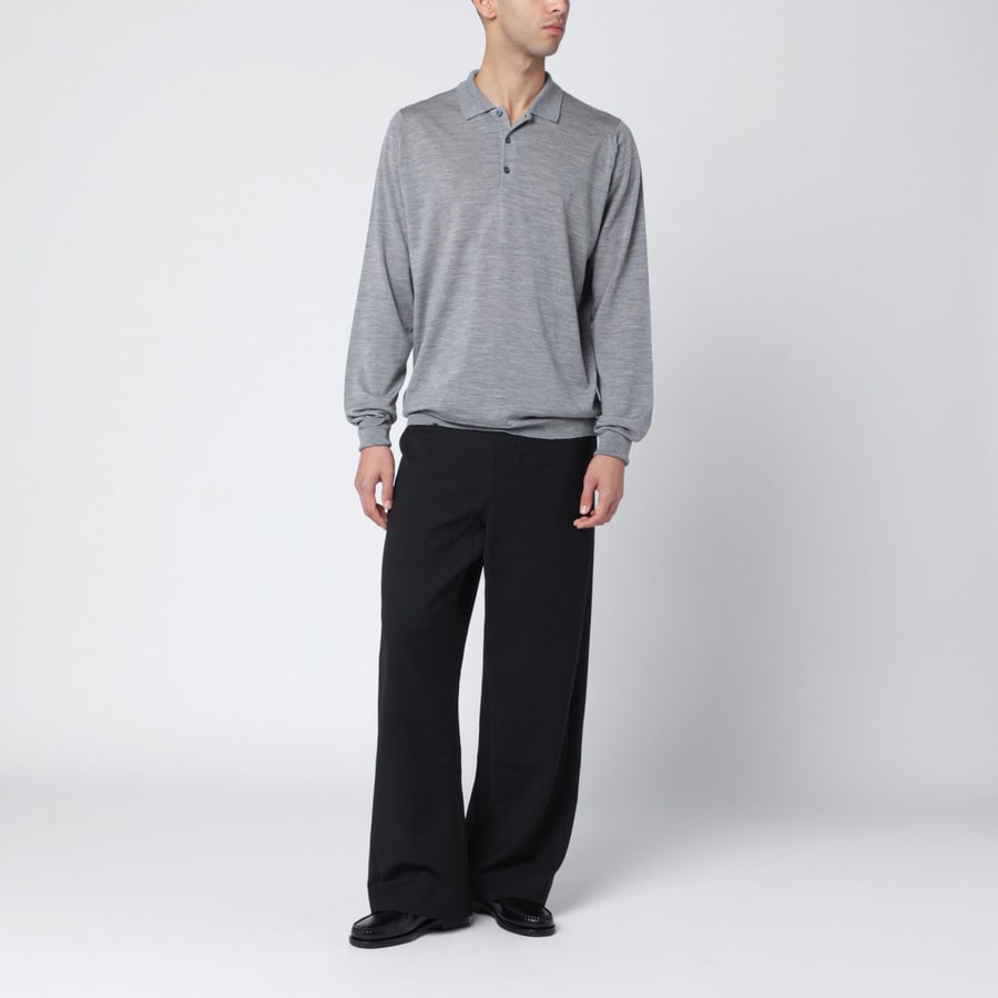 JOHN SMEDLEY Polo grigia chiara in lana, view 2