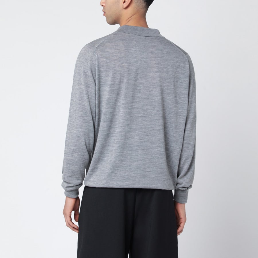 JOHN SMEDLEY Polo grigia chiara in lana, view 3