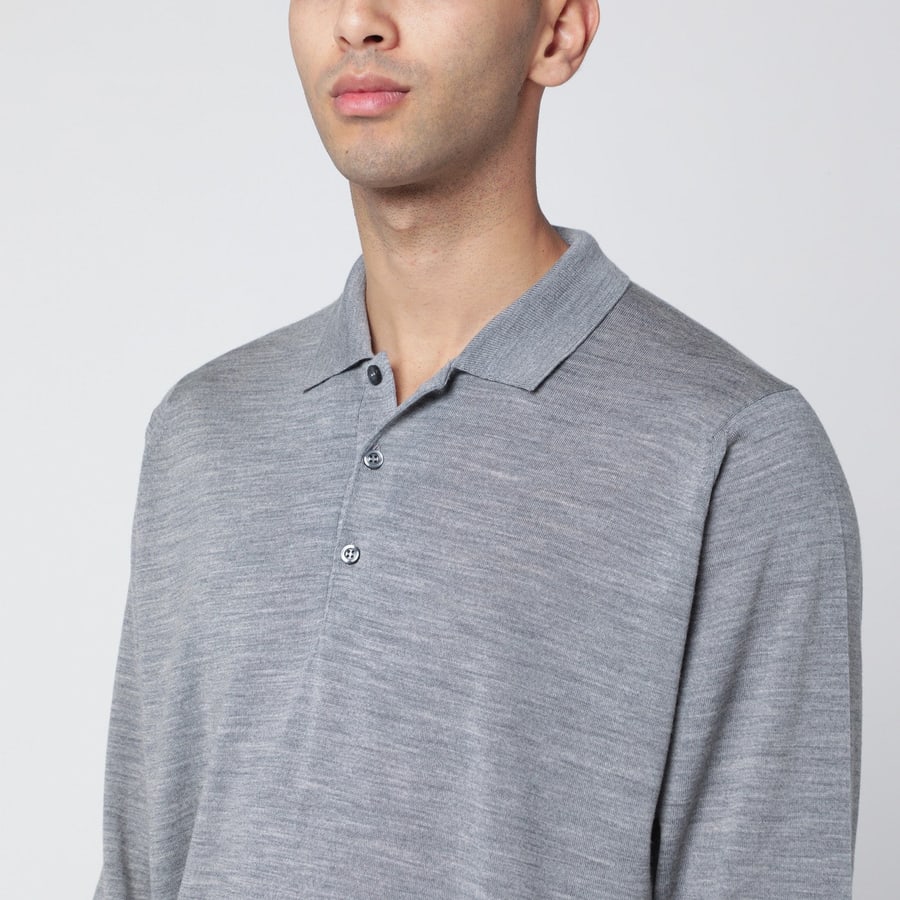 JOHN SMEDLEY Polo grigia chiara in lana, view 4
