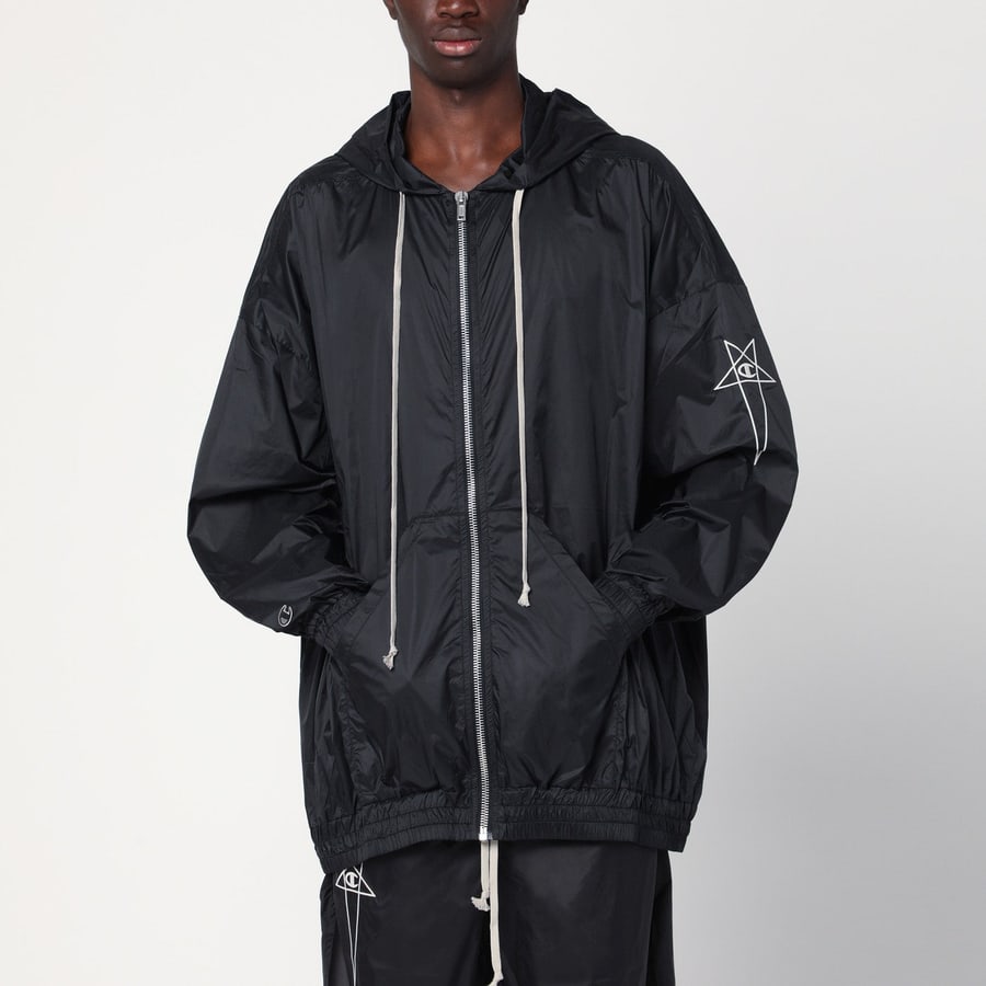 Champion x Rick Owens Giacca leggera con zip nera in nylon
