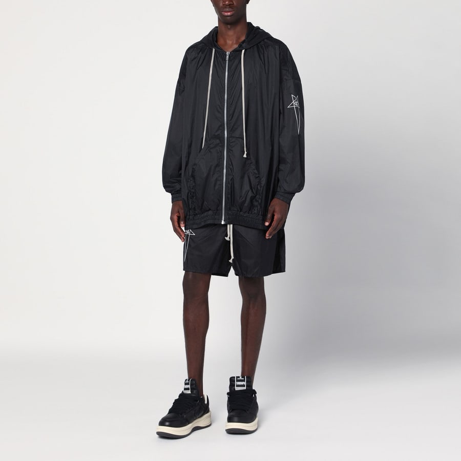 Champion x Rick Owens Giacca leggera con zip nera in nylon, view 2