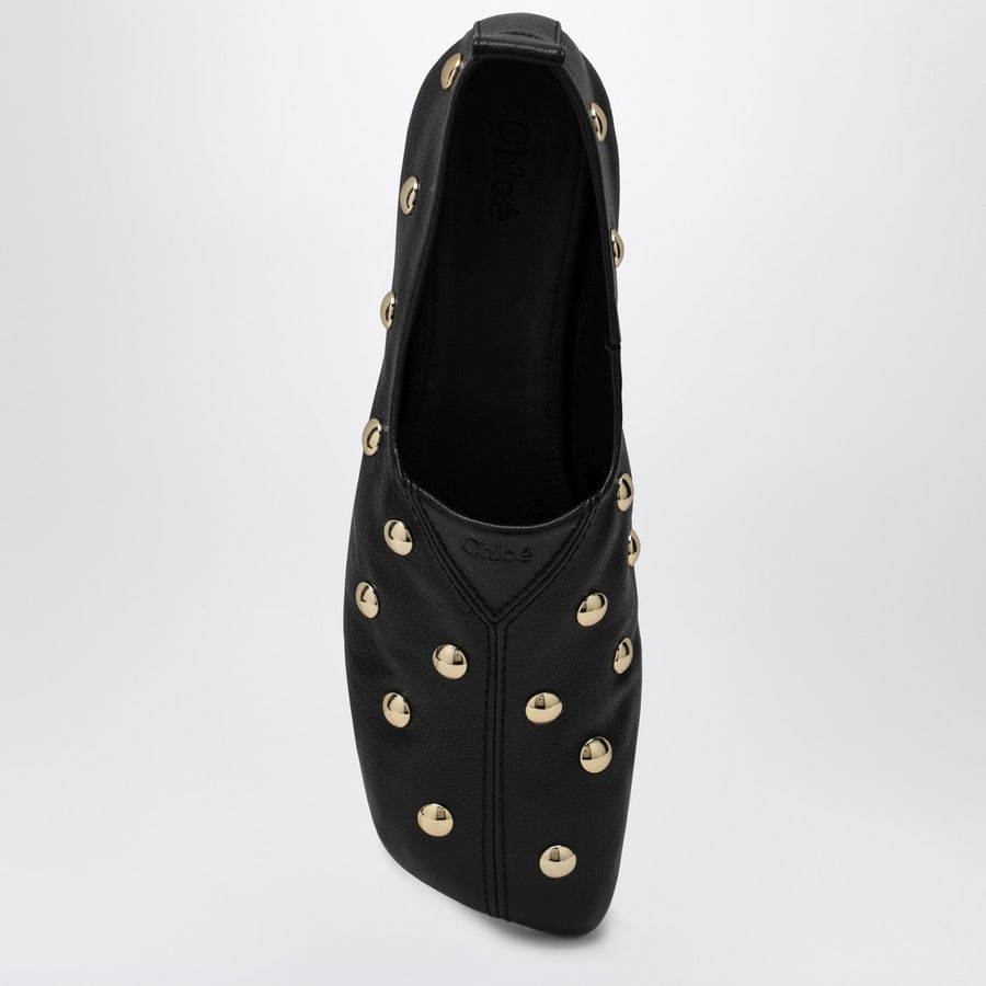 Chloé Ballerine Rita nere in pelle con borchie, view 3