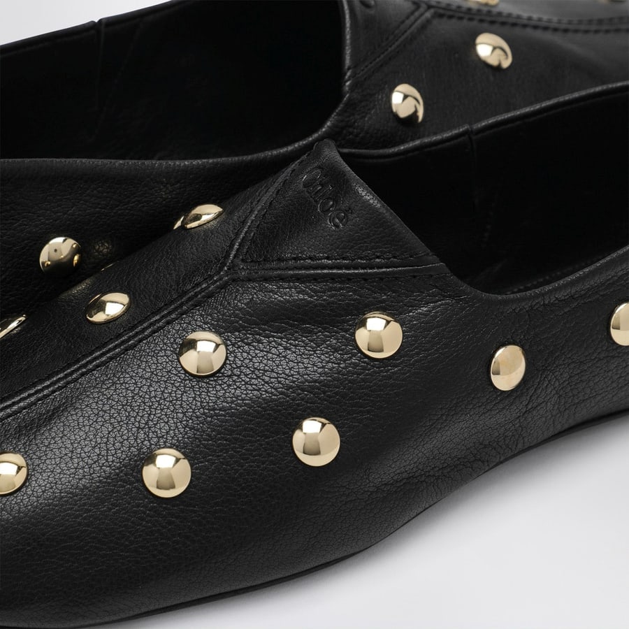 Chloé Ballerine Rita nere in pelle con borchie, view 5