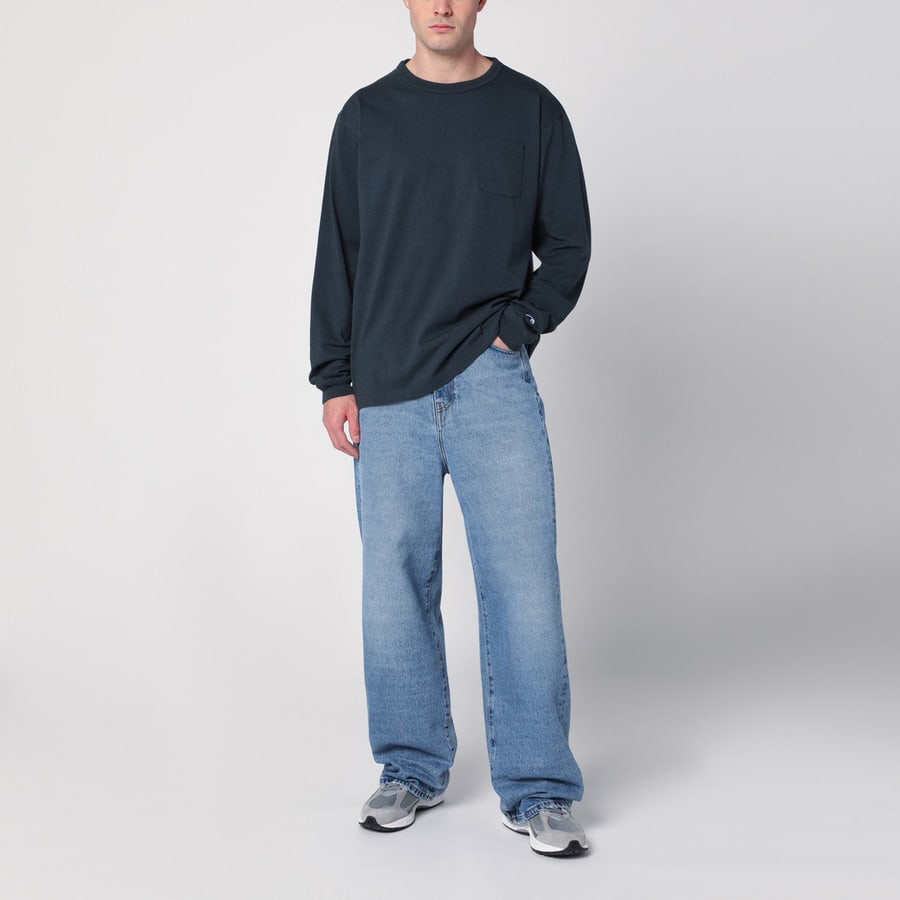 CHAMPION T-shirt a manica lunga blu navy, view 2