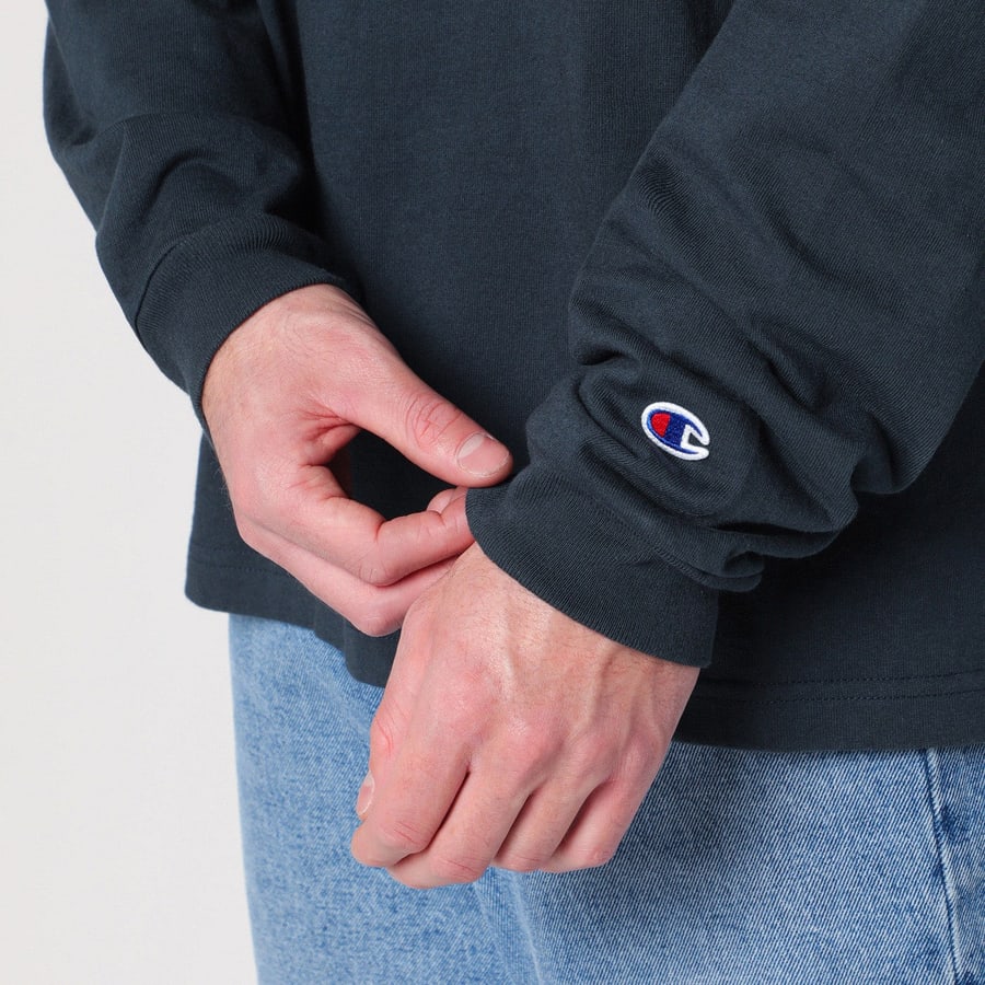 CHAMPION T-shirt a manica lunga blu navy, view 4