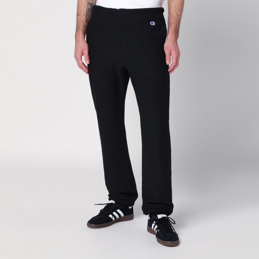CHAMPION Pantalone jogging nero in cotone, view 3