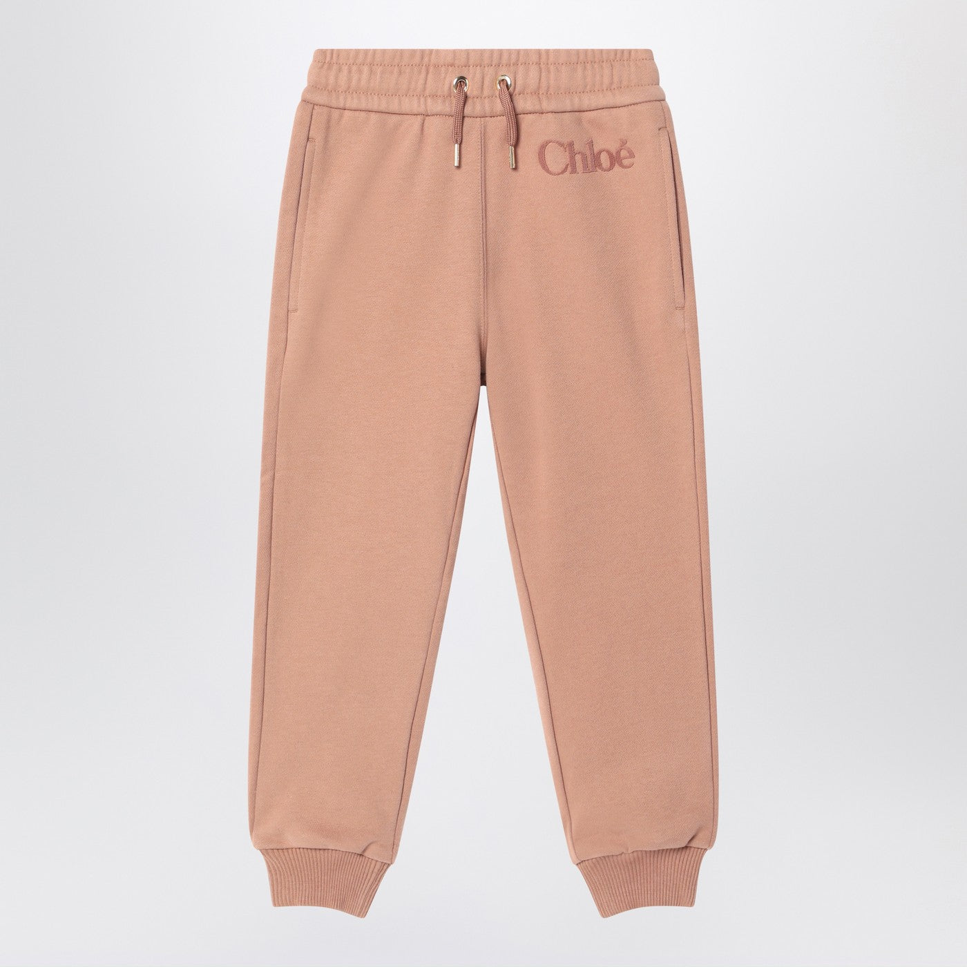 Chloé Pantaloni jogging rosa antico con logo