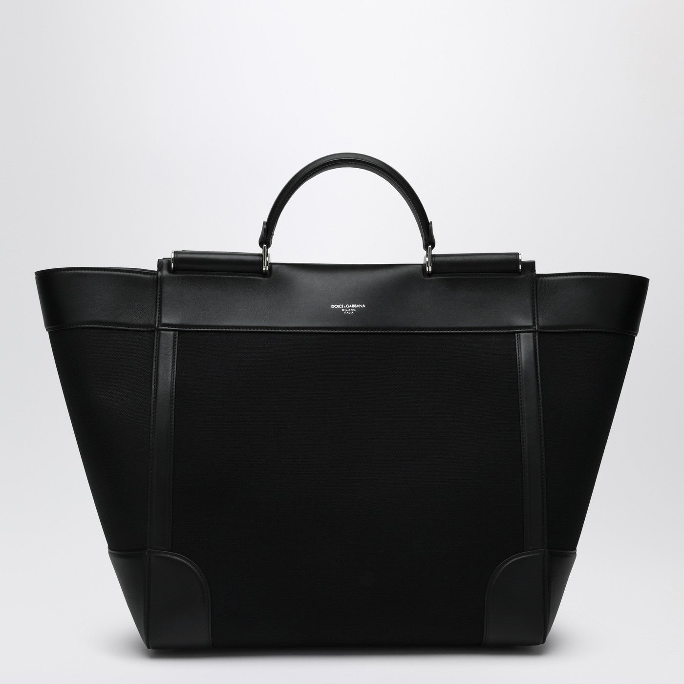 Dolce & Gabbana Borsa tote in tessuto e pelle nera