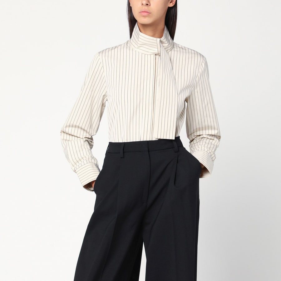 PATOU Camicia a righe con collo a sciarpa