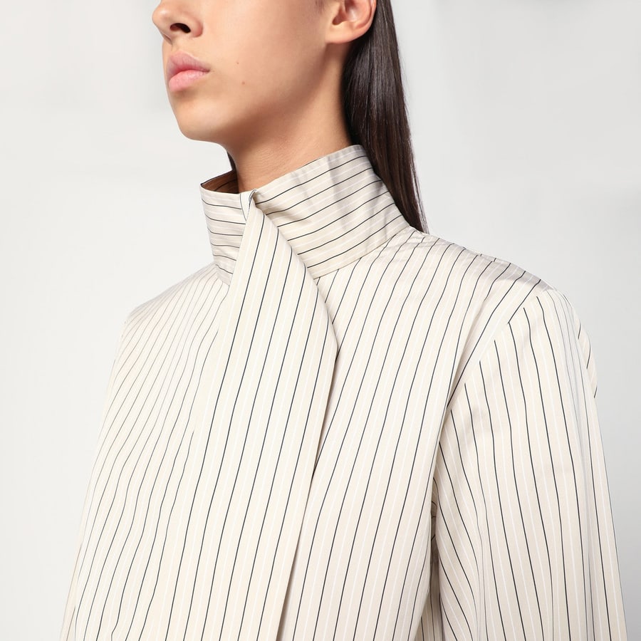 PATOU Camicia a righe con collo a sciarpa, view 4