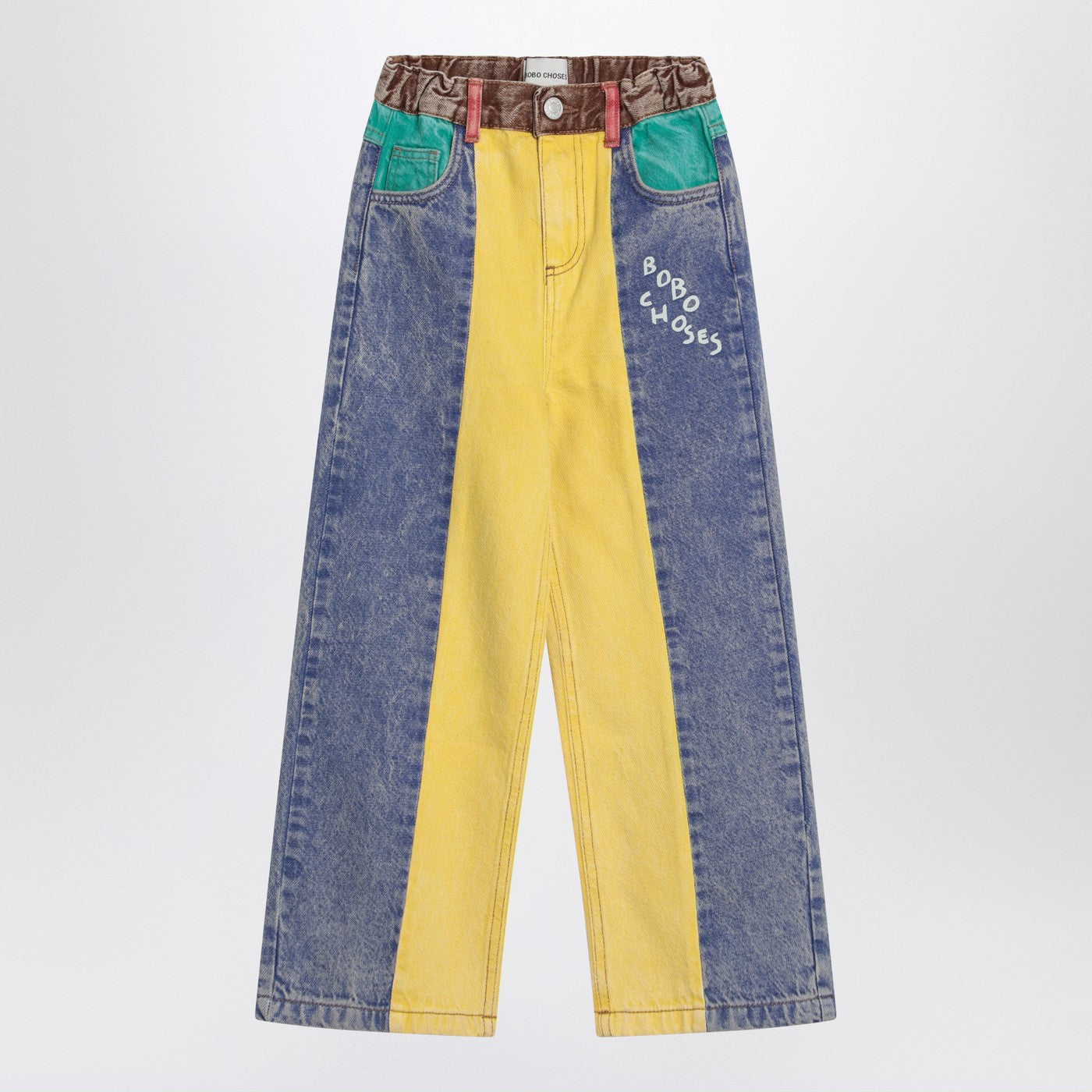BOBO CHOSES Jeans color-block con logo