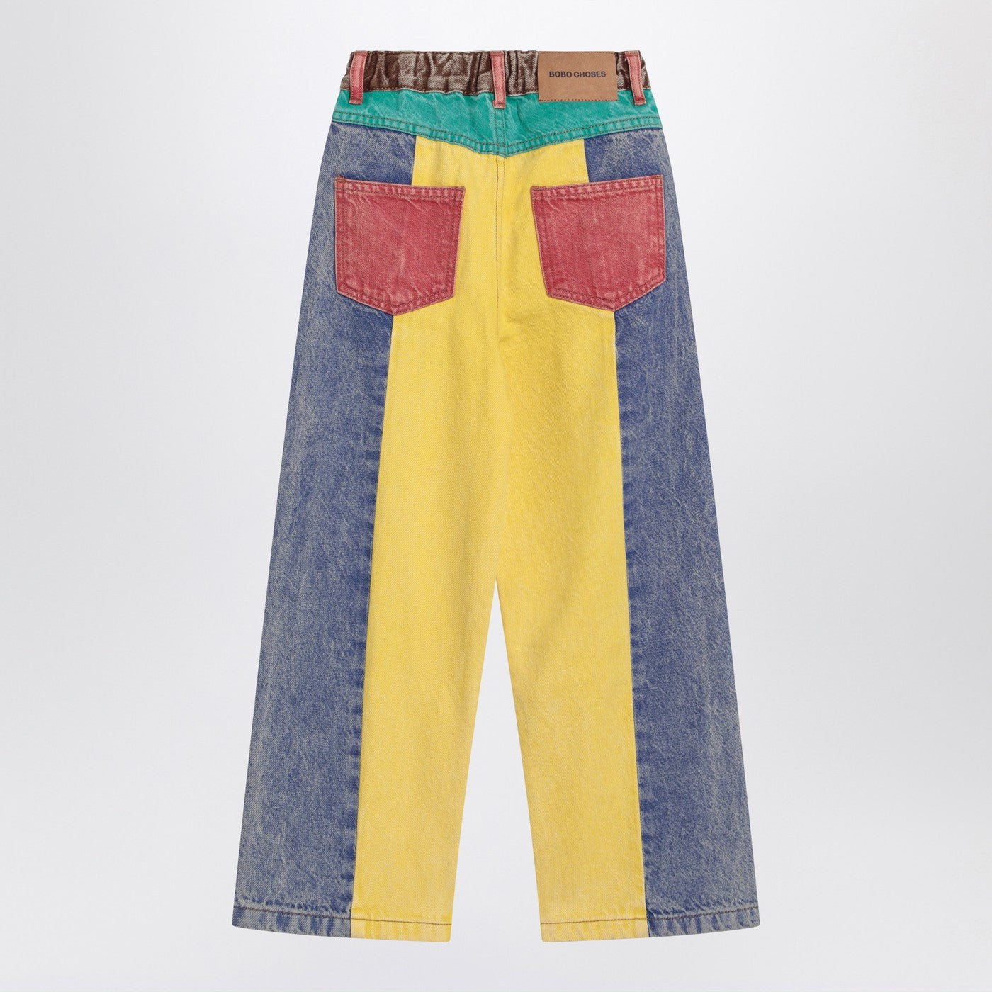 BOBO CHOSES Jeans color-block con logo, view 2