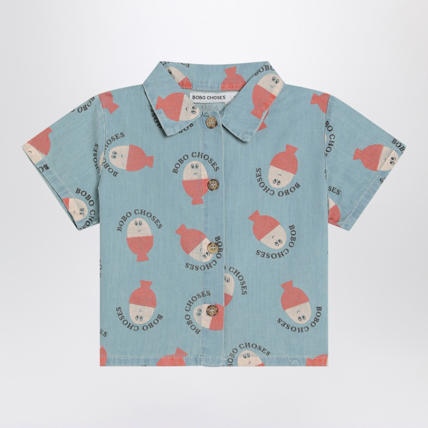 BOBO CHOSES Camicia azzurra Morning Egg in denim