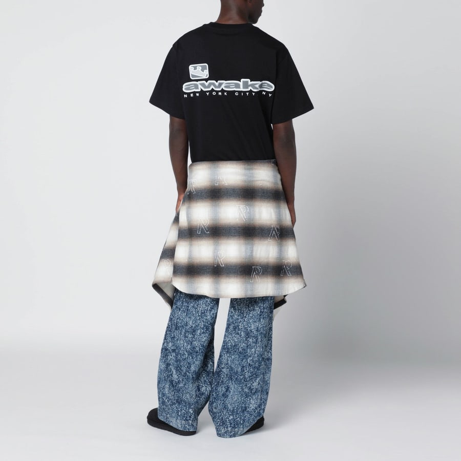 AWAKE NY T-shirt nera in cotone con logo, view 2